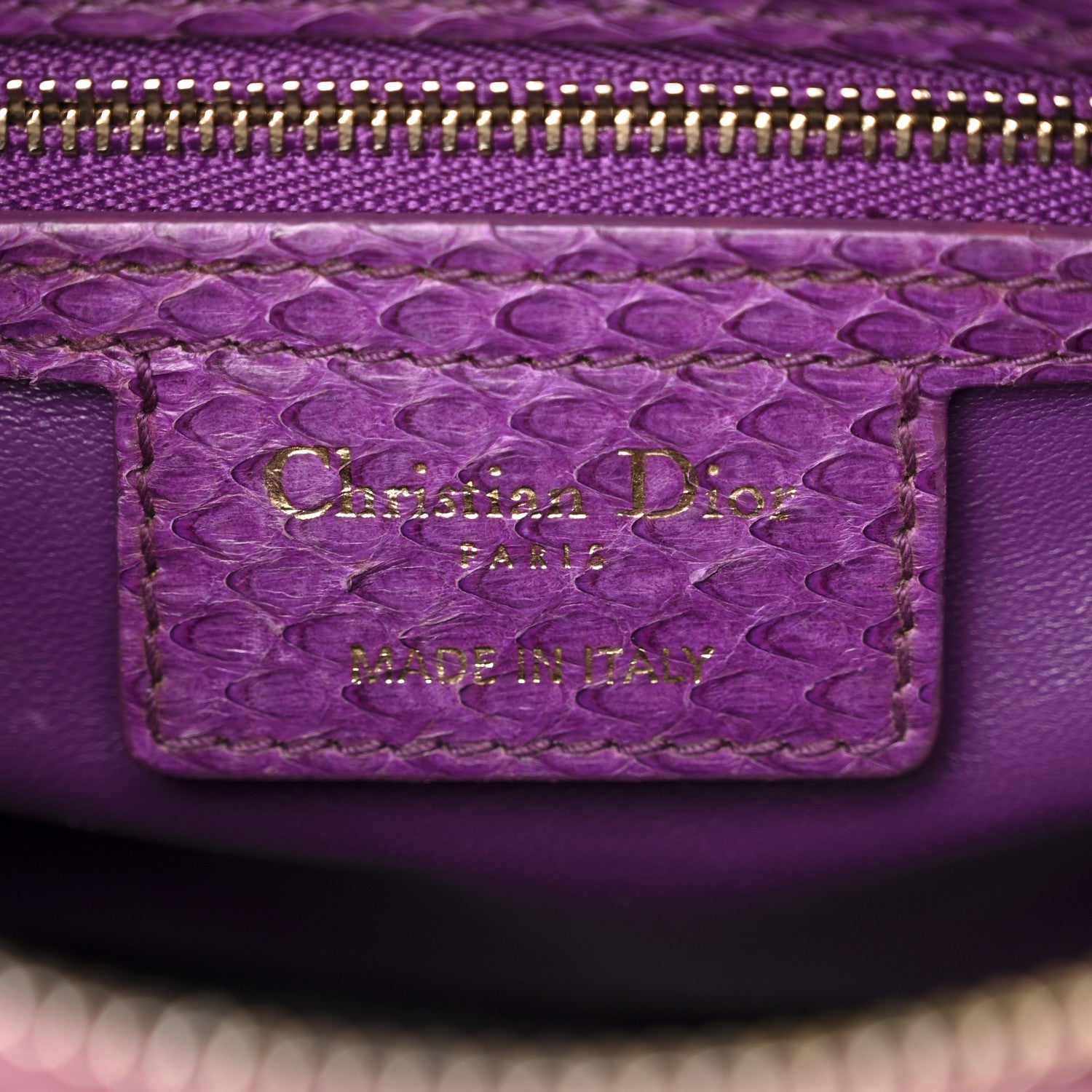 Christian Dior Snakeskin Medium Lady Dior Purple