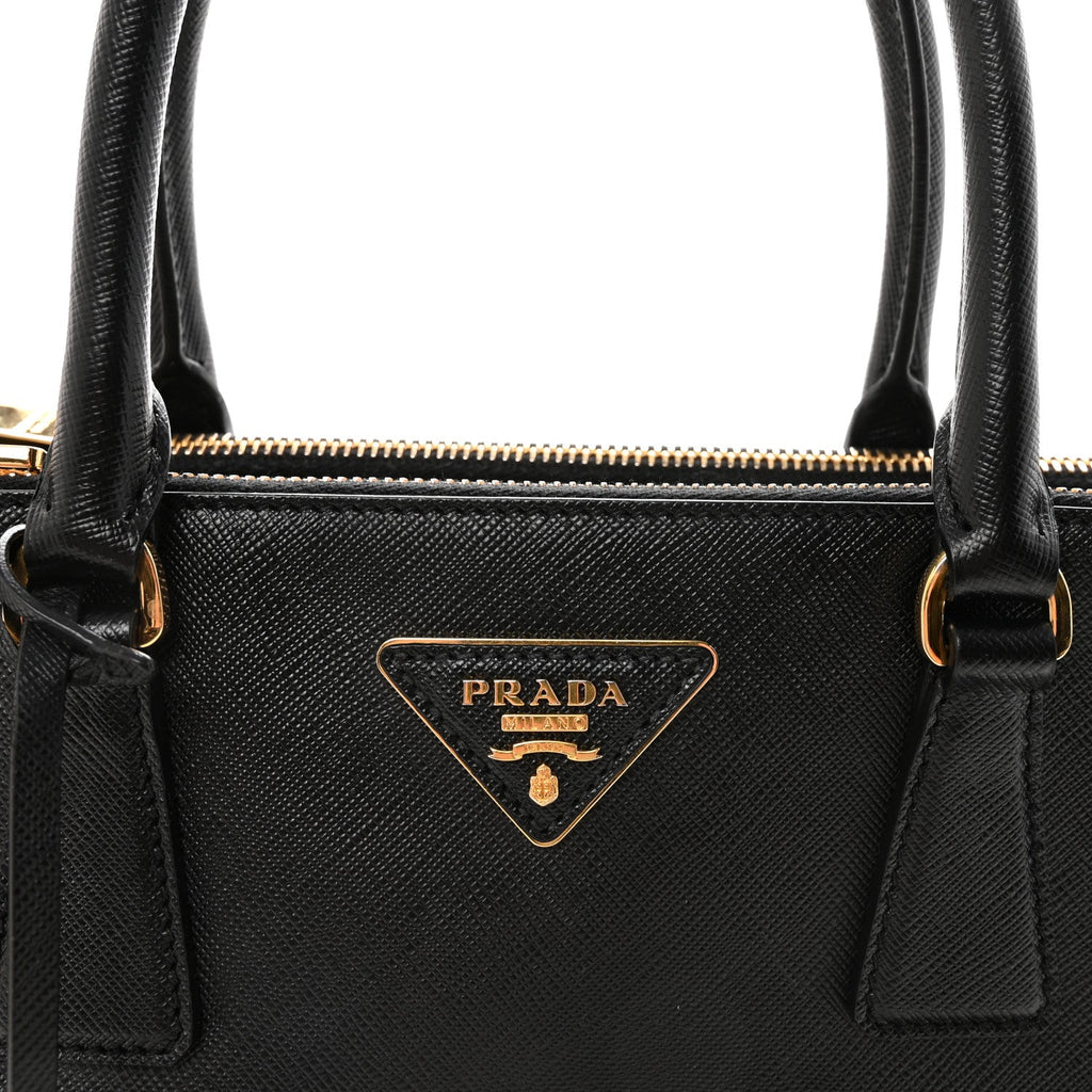 Prada Saffiano Small Galleria Double Zip Tote Black