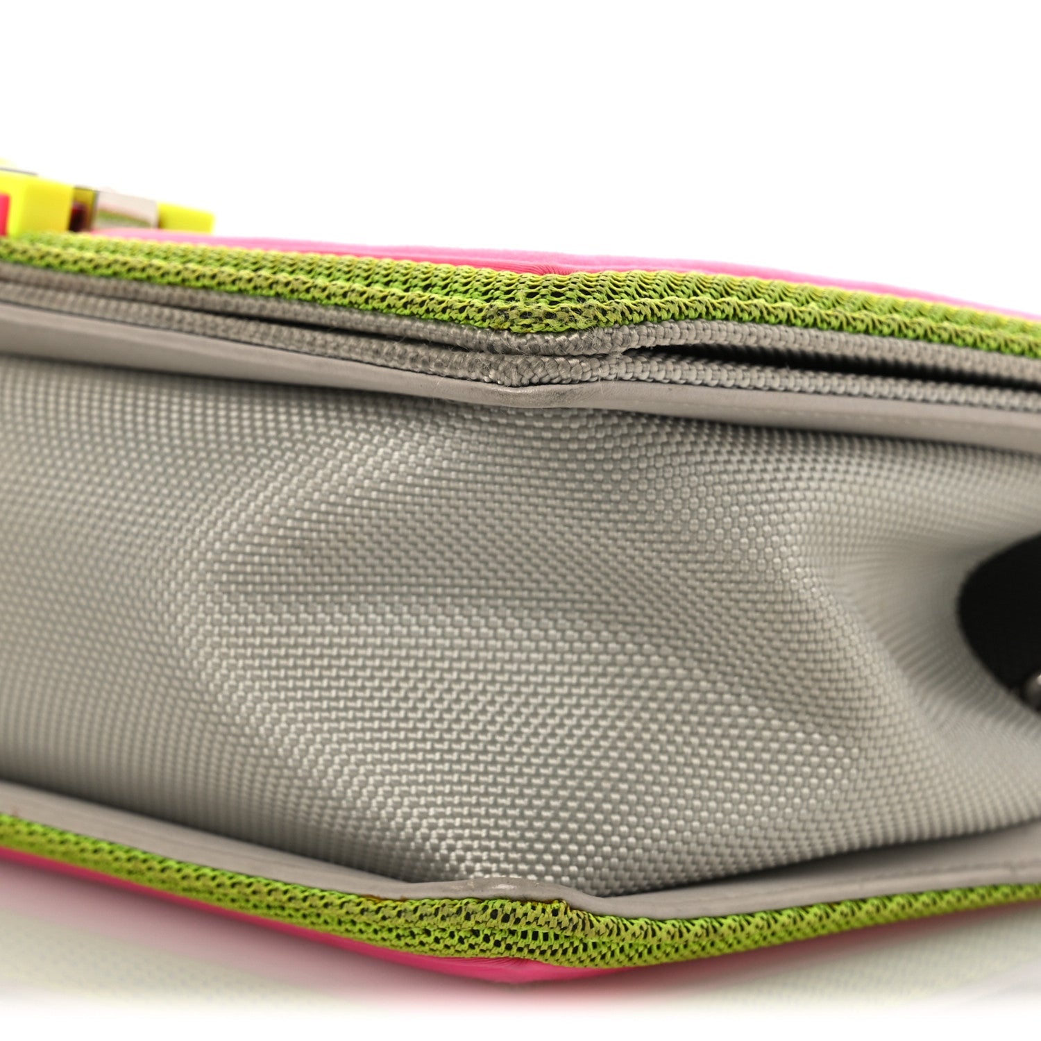 Chanel Canvas Quilted Medium Fluo Boy Flap Dark Grey Fuchsia Green