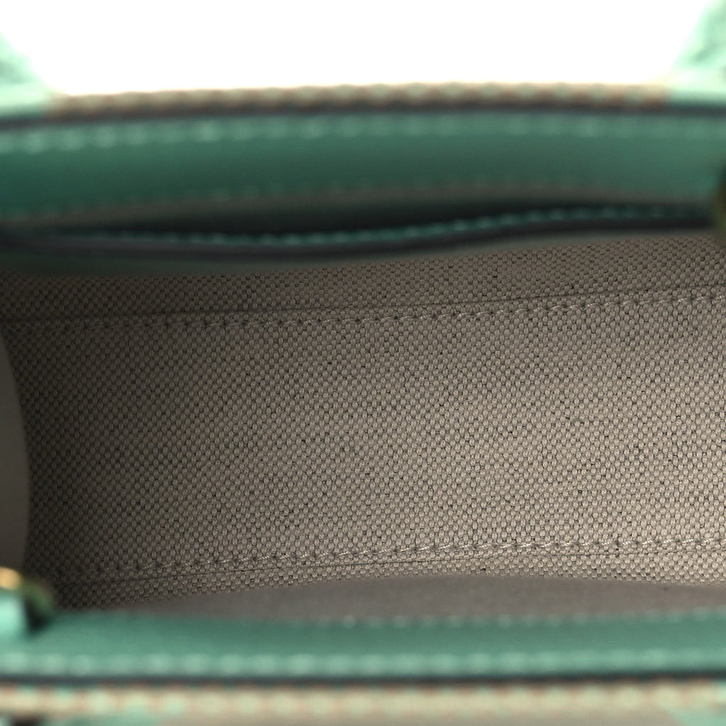 Gucci Monogram Jumbo GG Textured Dollar Calfskin Mini Tote Bag Pepperlight Mint