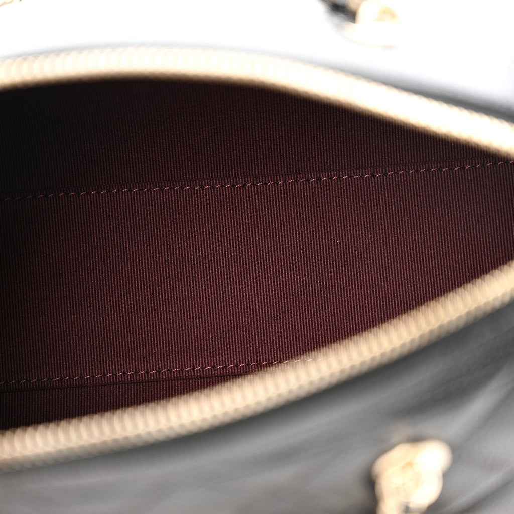 Chanel Caviar Quilted Barrel Clutch With Chain  Black
