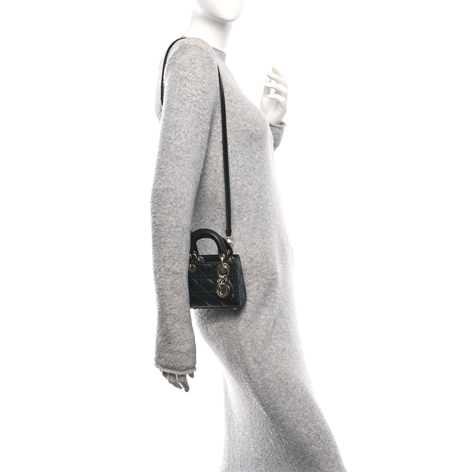 Christian Dior Lambskin Cannage Micro Lady Dior Black