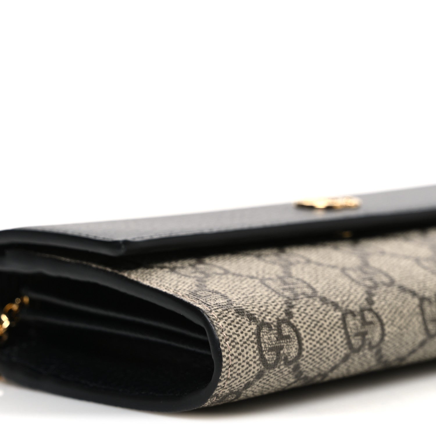 Gucci Dollar Calfskin GG Supreme Monogram Petite GG Marmont Wallet Chain Bag Black Beige Ebony