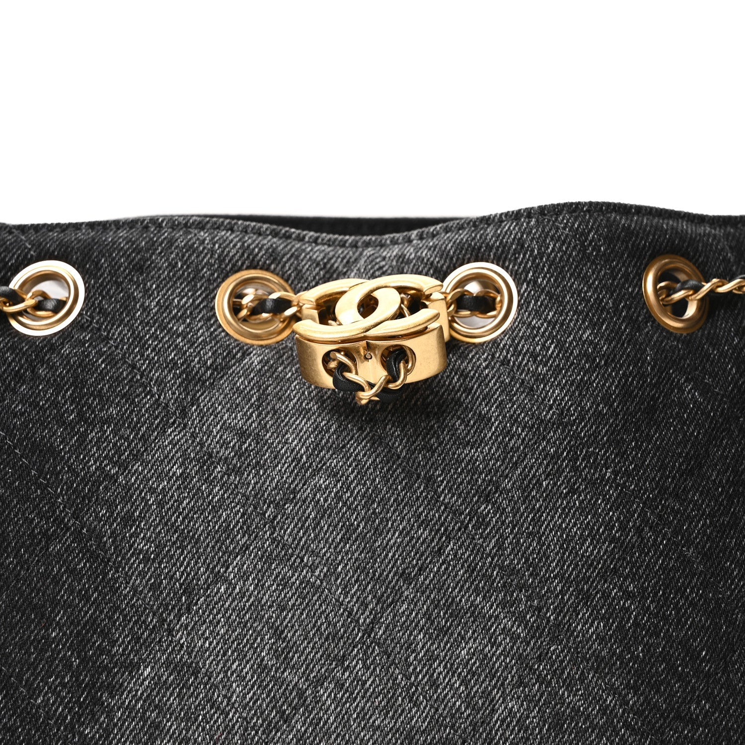Chanel Washed Denim Quilted Mini Chanel 25 Handbag Black