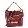 Chanel Shiny Calfskin Quilted Mini Chanel 22 Dark Burgundy
