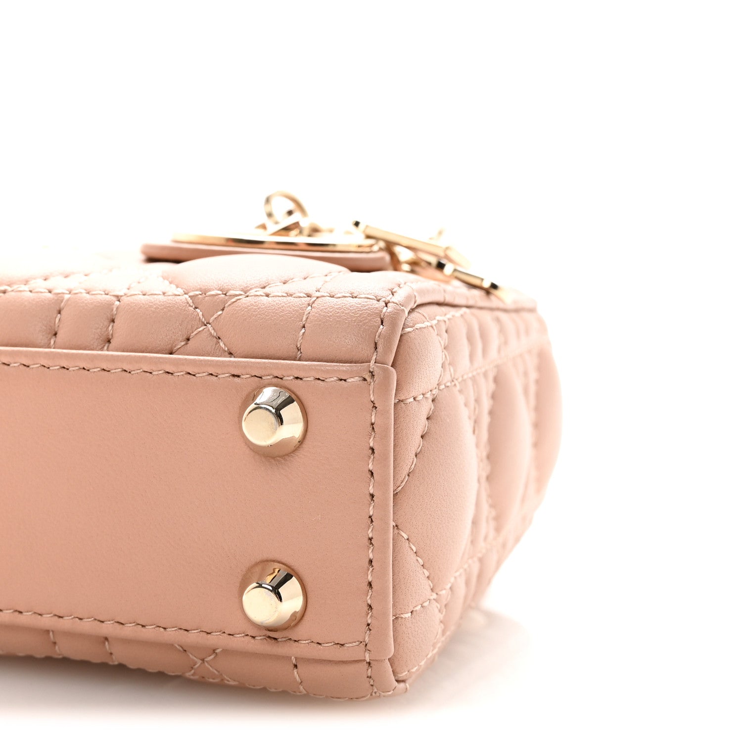 Christian Dior Lambskin Cannage Micro Lady Dior Rose Des Vents