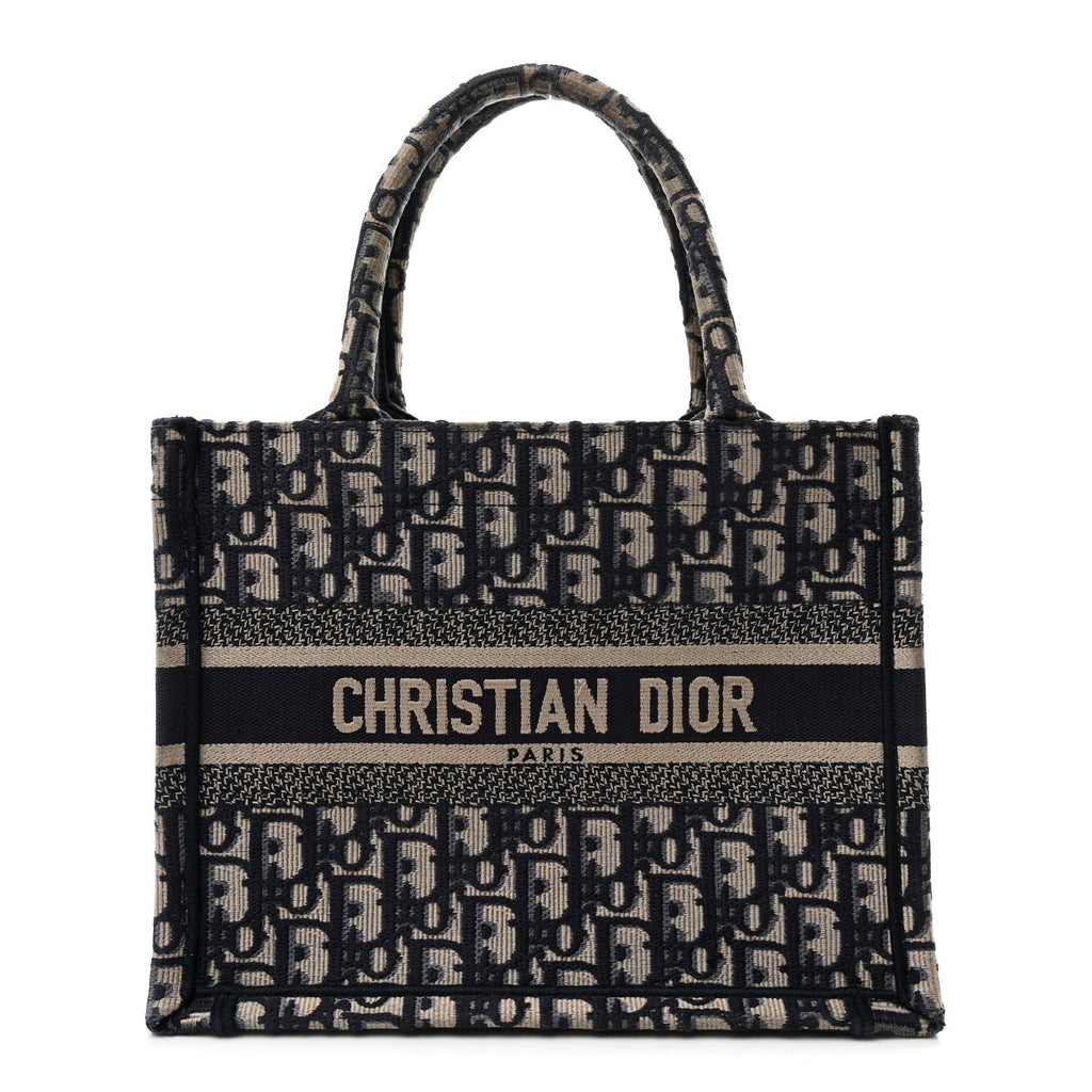 Christian Dior Oblique Small Book Tote Blue Multicolor