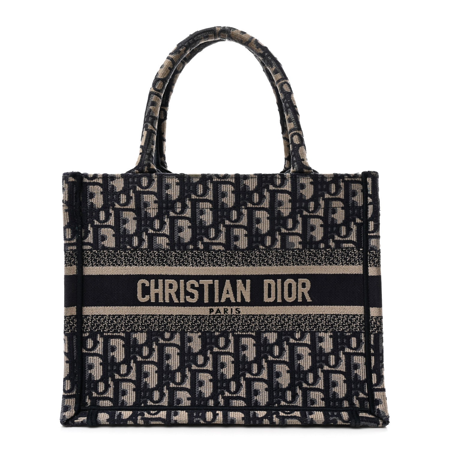 Christian Dior Oblique Small Book Tote Blue Multicolor