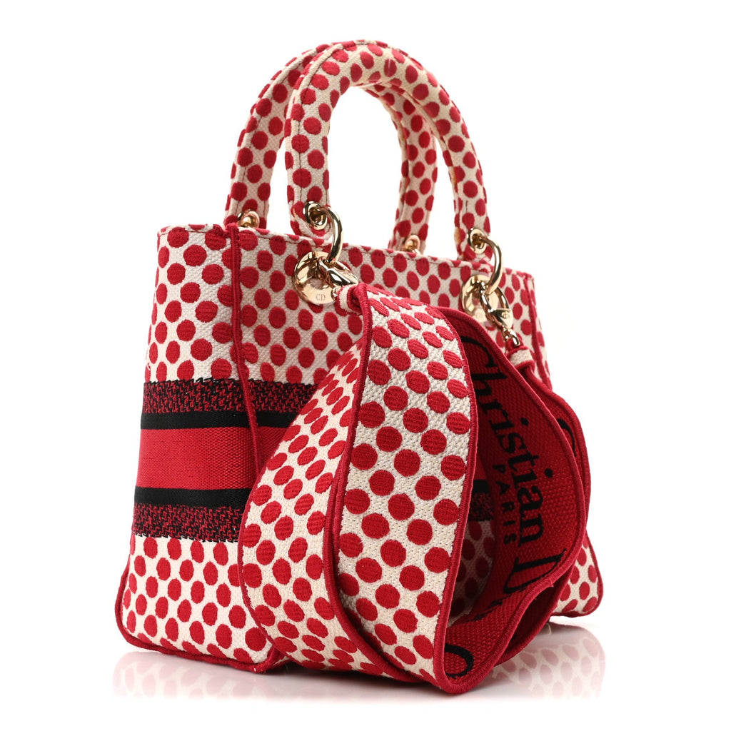 Christian Dior Canvas Medium DiorAmour Dots Lady D-Lite Red