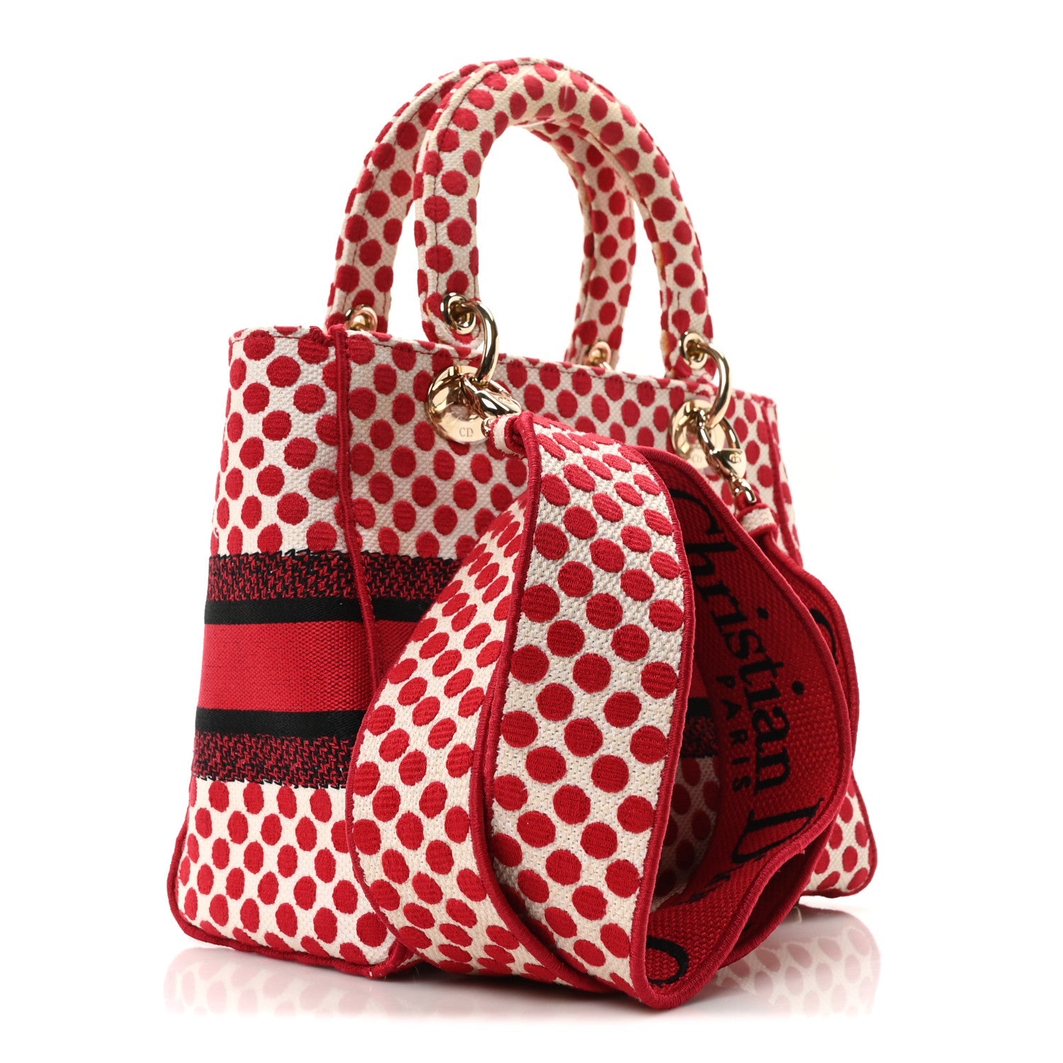 Christian Dior Canvas Medium DiorAmour Dots Lady D-Lite Red