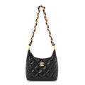 Chanel Shiny Crumpled Lambskin Quilted Small CC Funky Town Hobo Black
