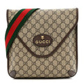 Gucci GG Supreme Monogram Web Medium Neo Vintage Flap Messenger Bag Beige New Acero