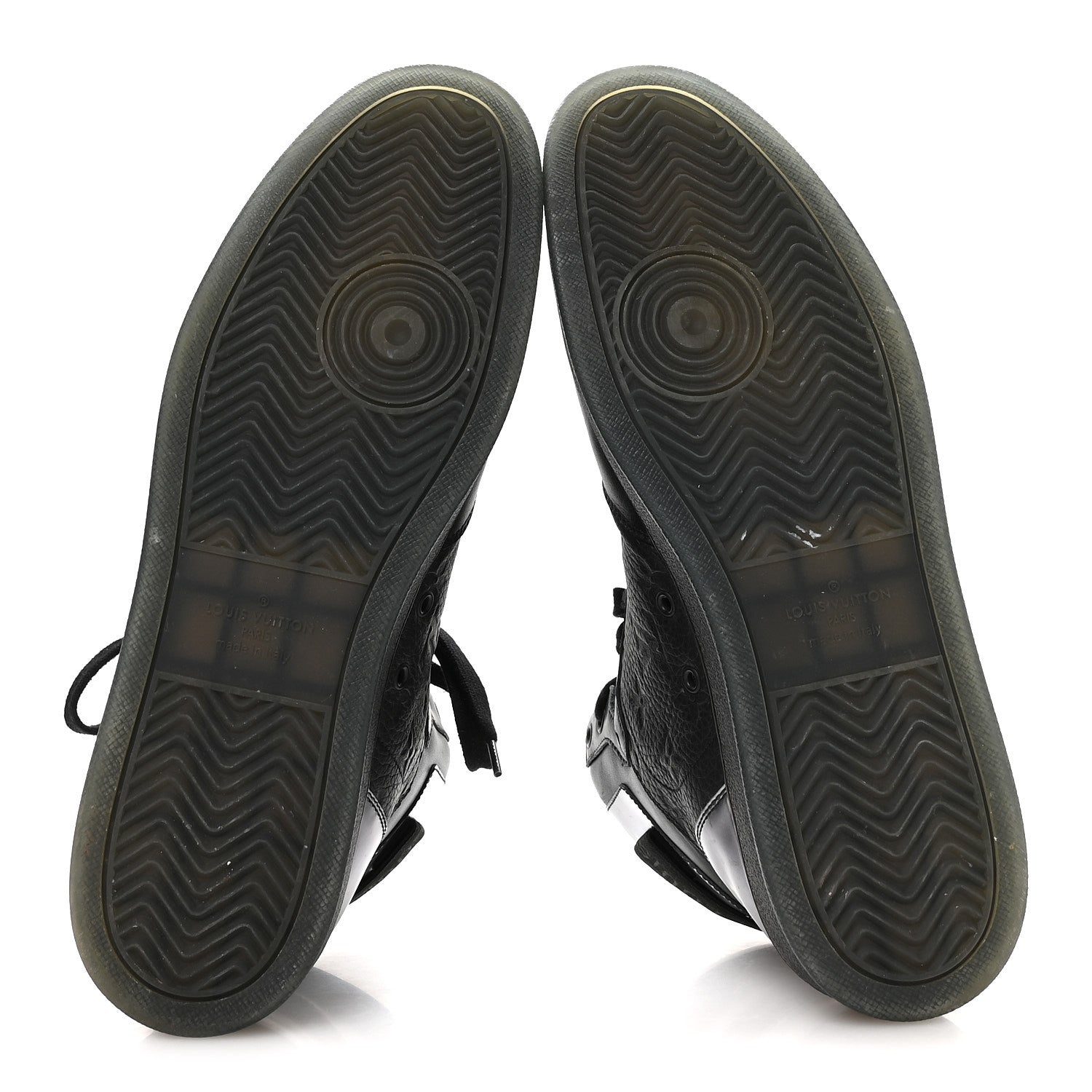 Louis Vuitton Calfskin Embossed Monogram Rivoli High Top Sneakers 11 Black Silver