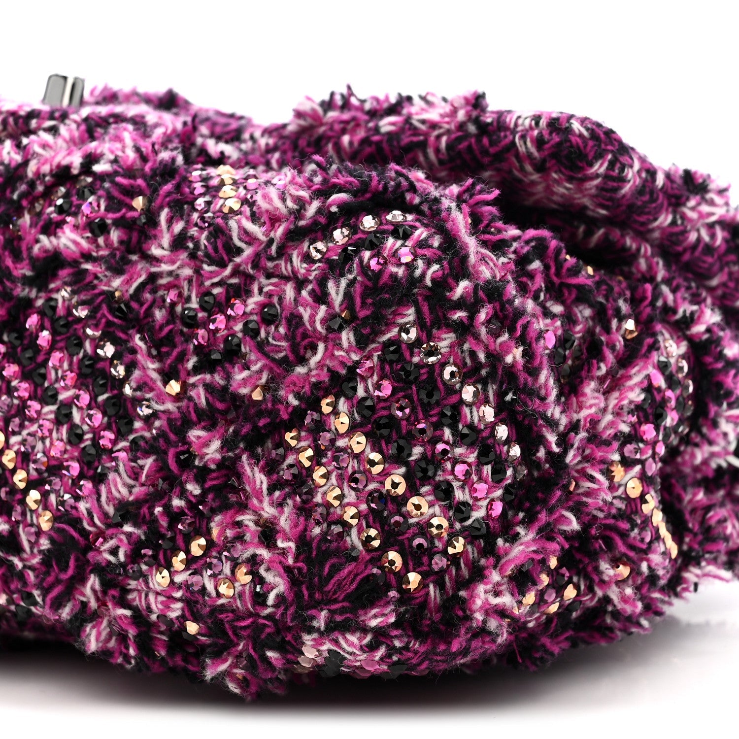 Chanel Crystal Tweed Quilted Medium Double Flap Purple Multicolor