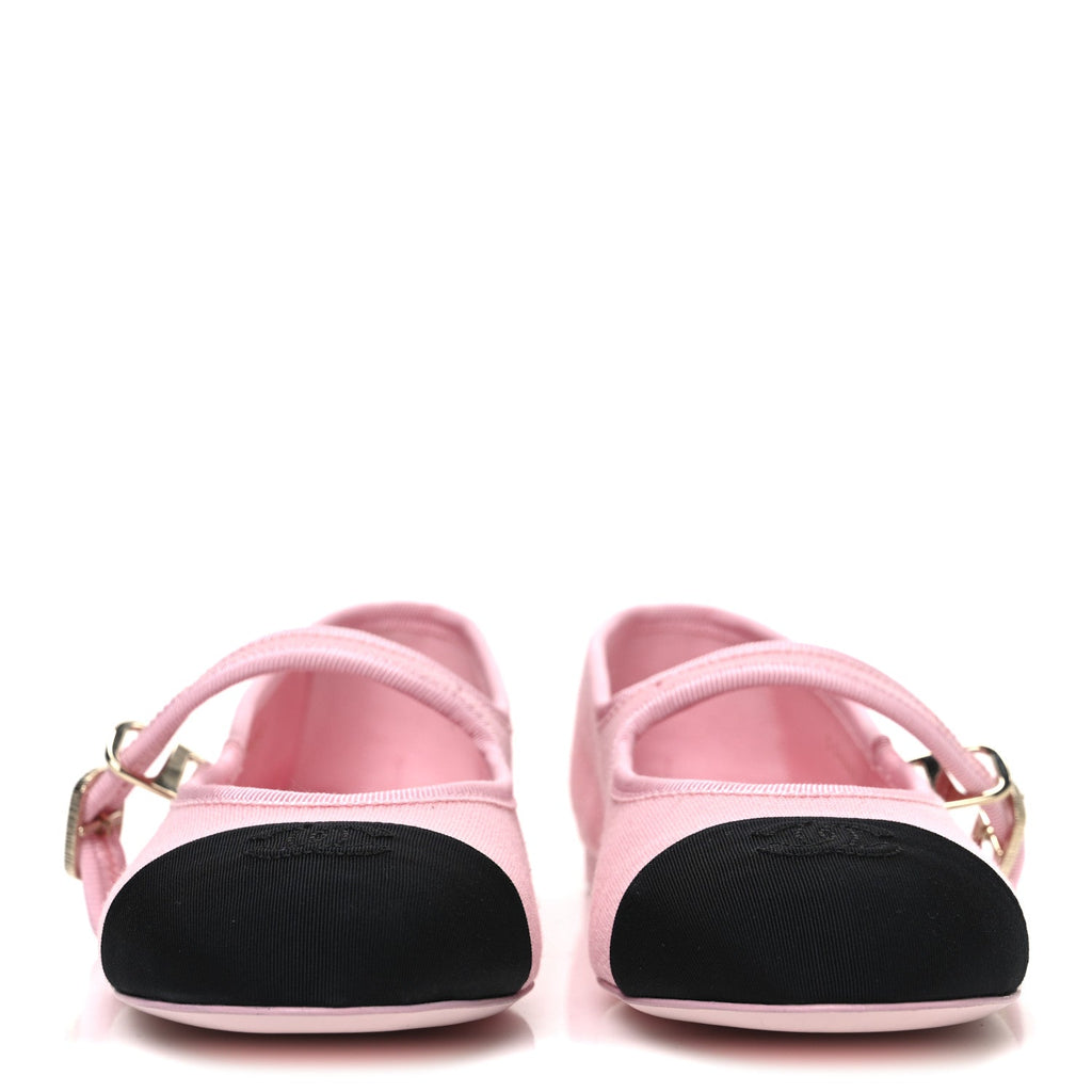 Fabric Grosgrain Mary Jane Flats 38 Light Pink Black