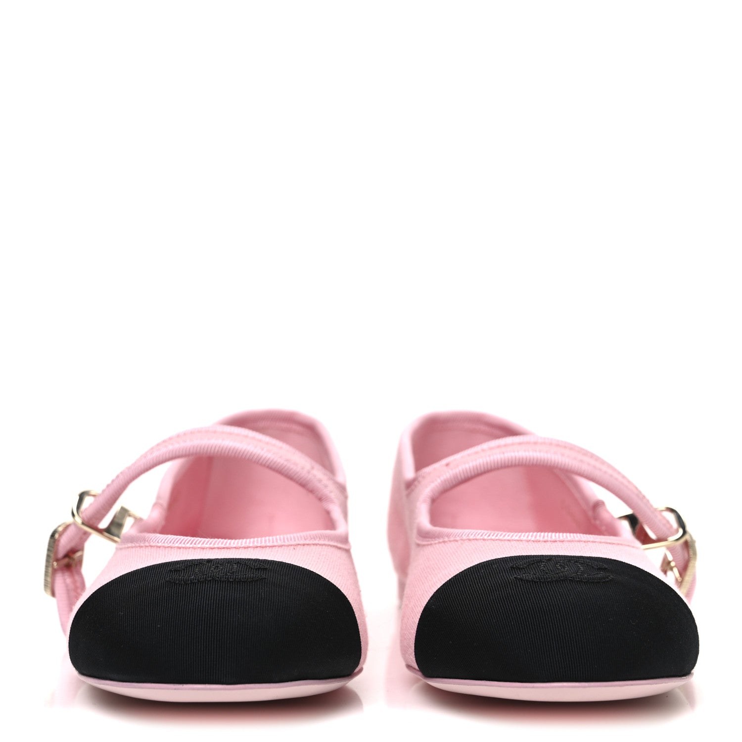 Fabric Grosgrain Mary Jane Flats 38 Light Pink Black