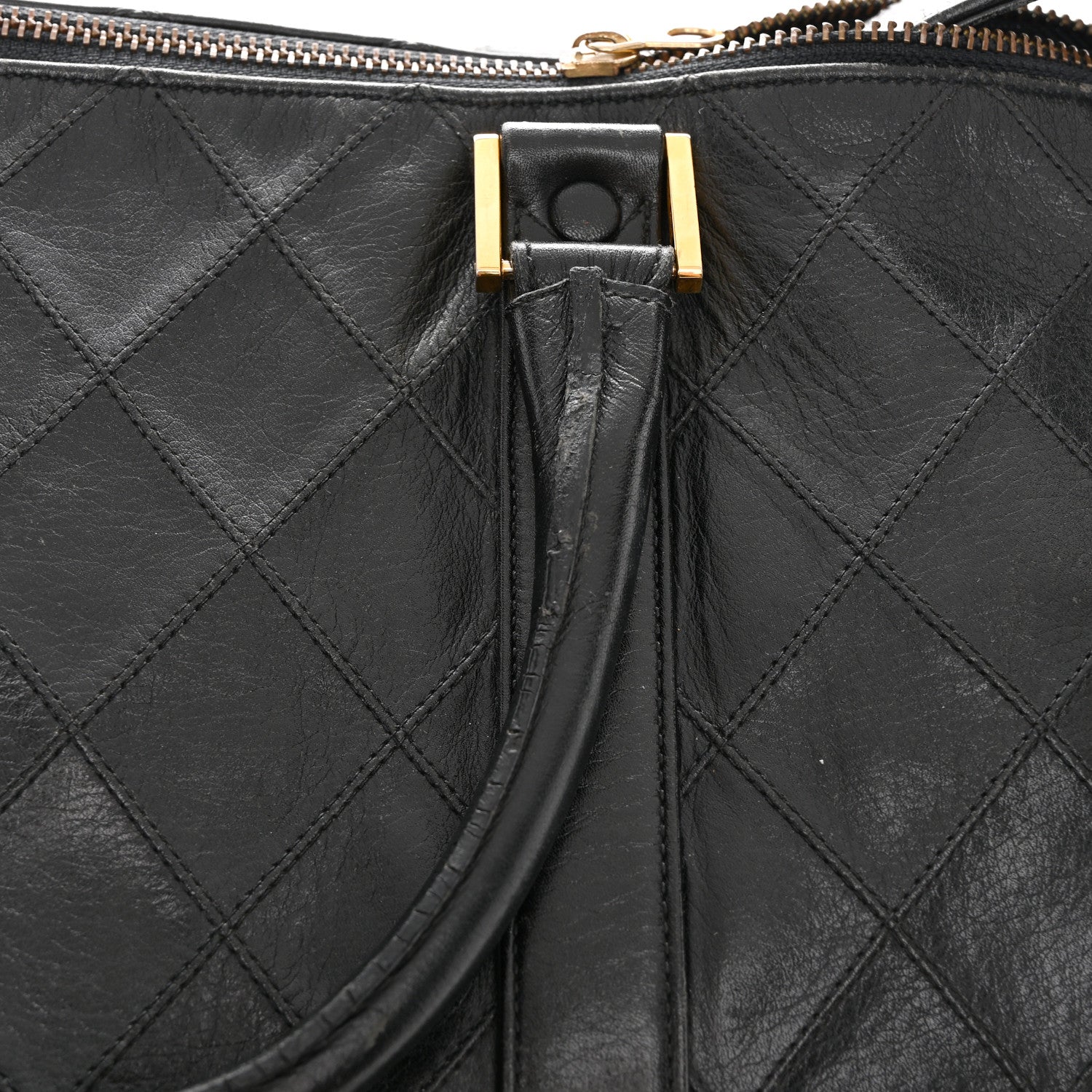 Chanel Calfskin Stitched Duffle Travel Bag Black
