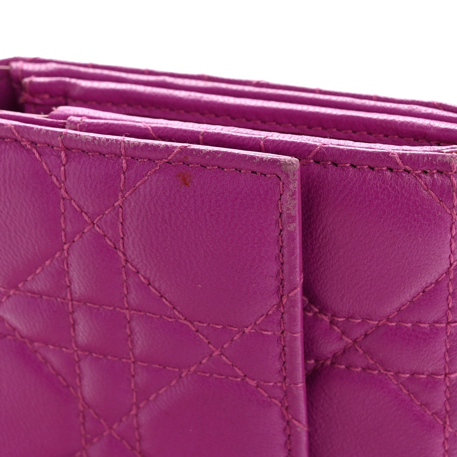 Christian Dior Lambskin Cannage Miss Dior Chain Wallet Dark Pink