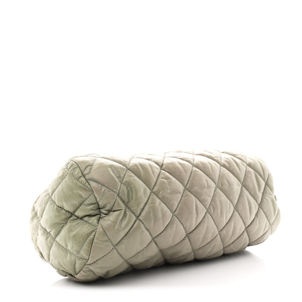 Nylon Quilted Cocoon Wristlet Grey