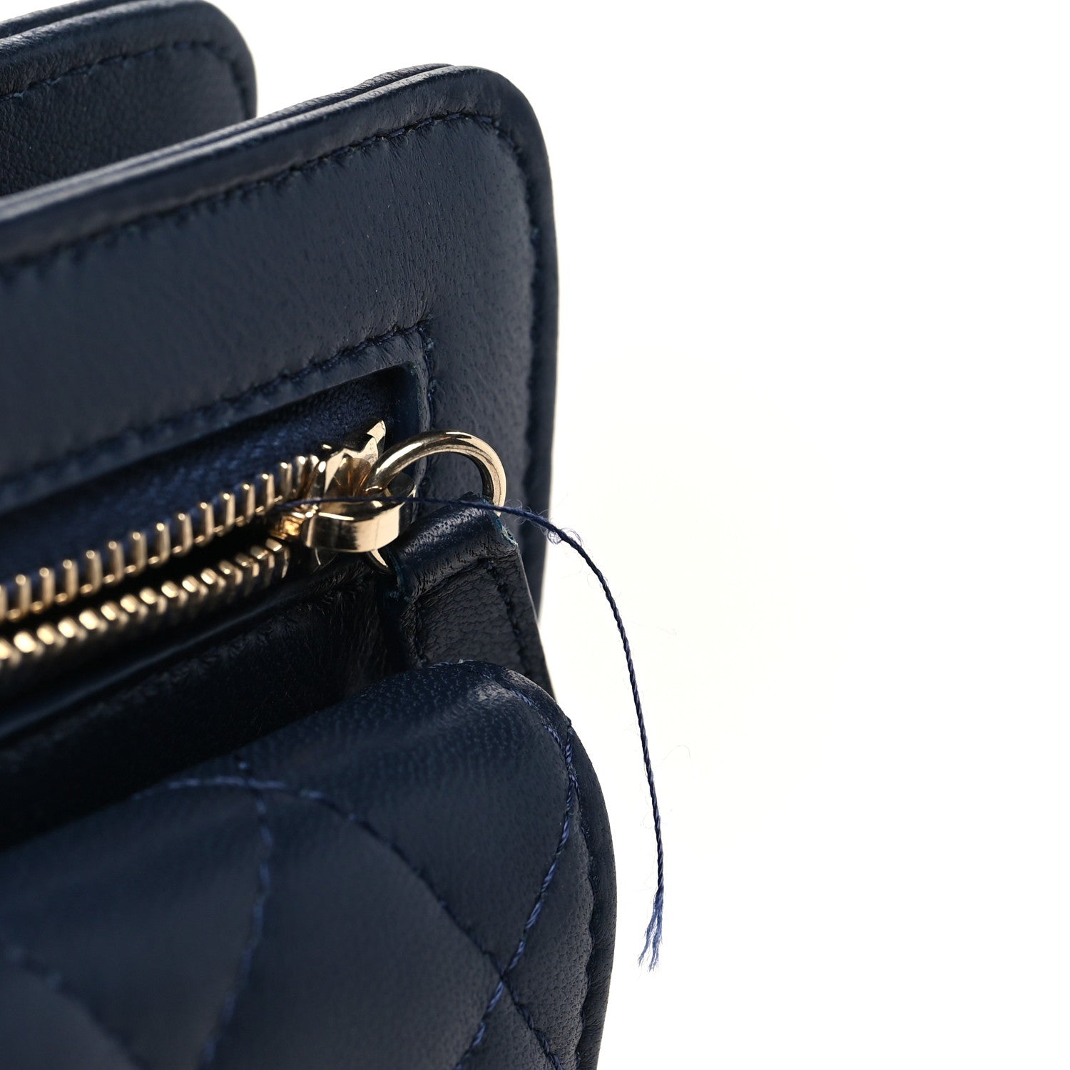 Chanel Lambskin Quilted Square Front Pocket Clutch With Chain Navy Blue
