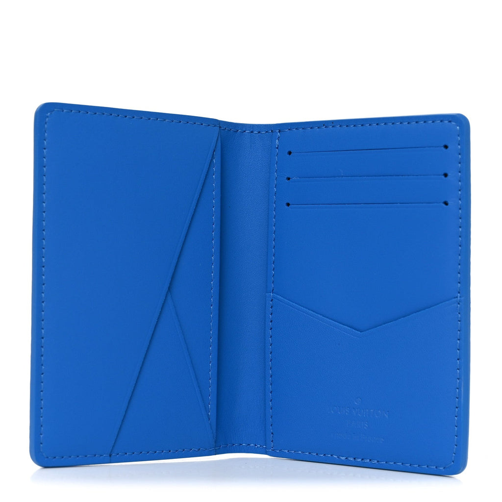 Louis Vuitton Grained Calfskin Aerogram Pocket Organizer Bright Blue