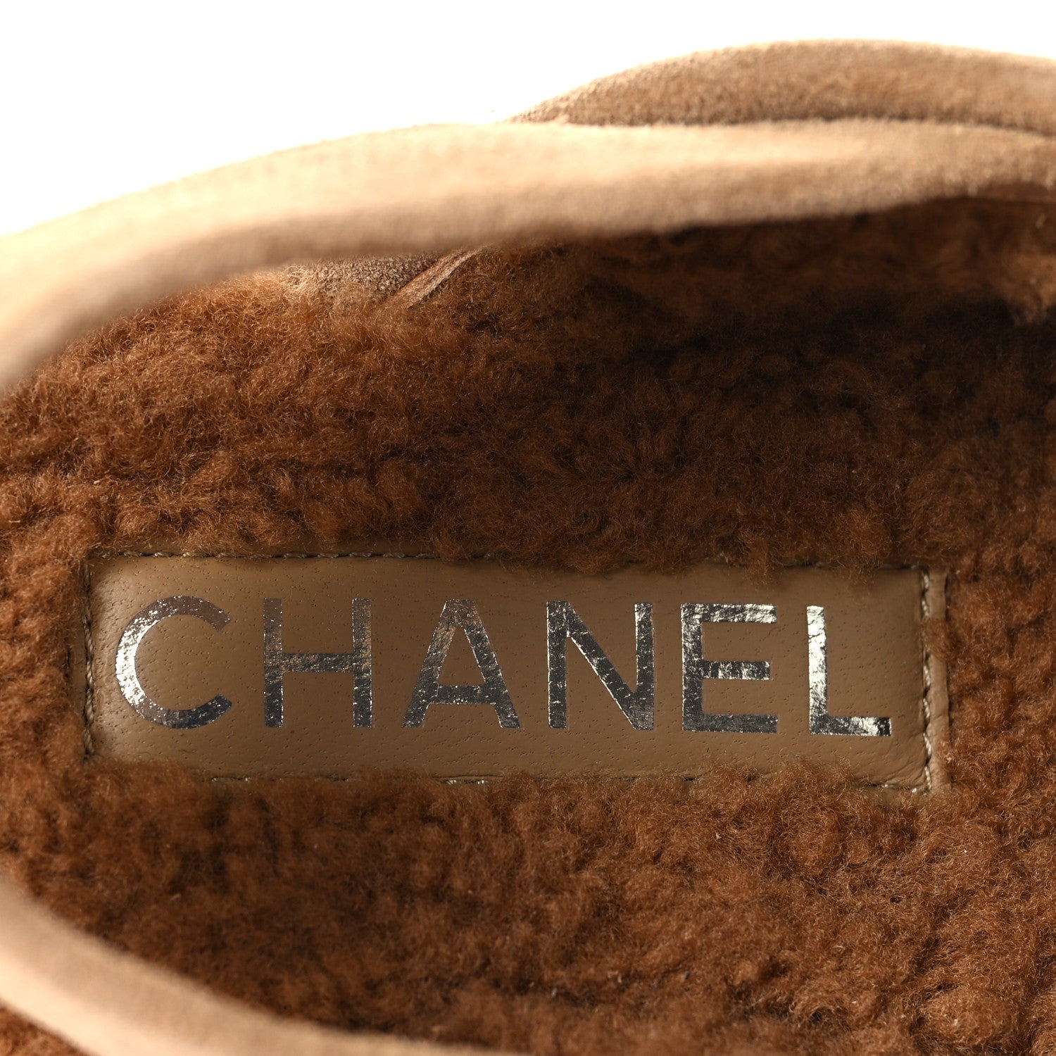 Chanel Suede Calfskin CC Slingback Loafers 35 Dark Beige