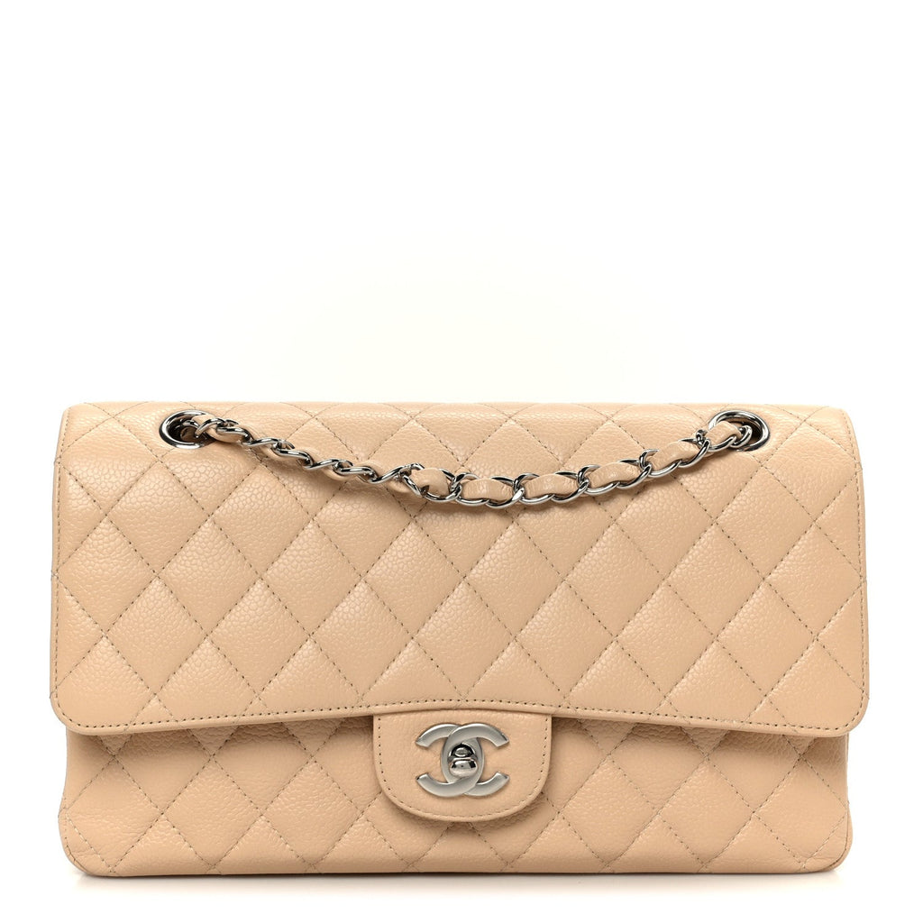 Chanel Caviar Quilted Medium Double Flap Beige