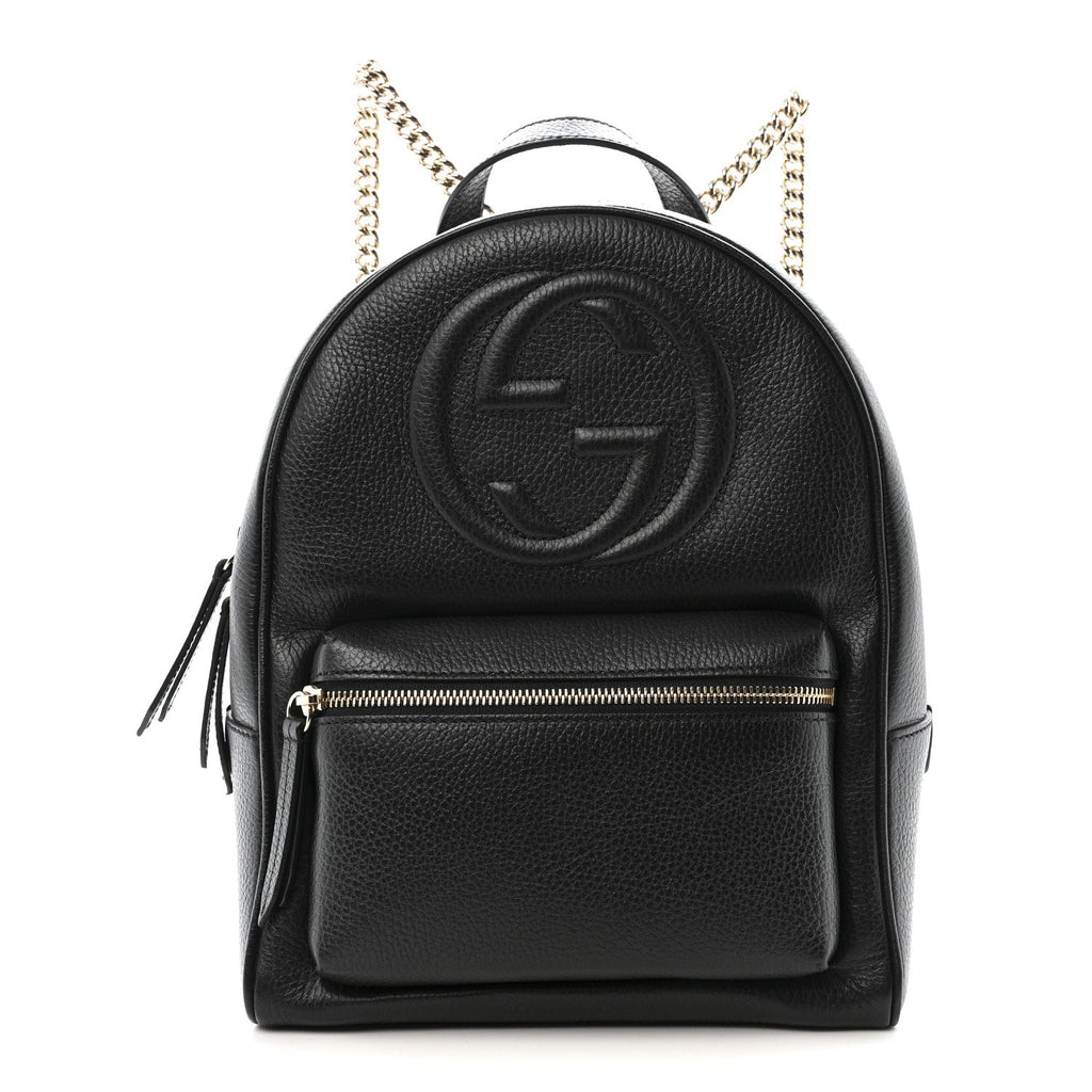 Gucci Pebbled Calfskin Soho Chain Backpack Black