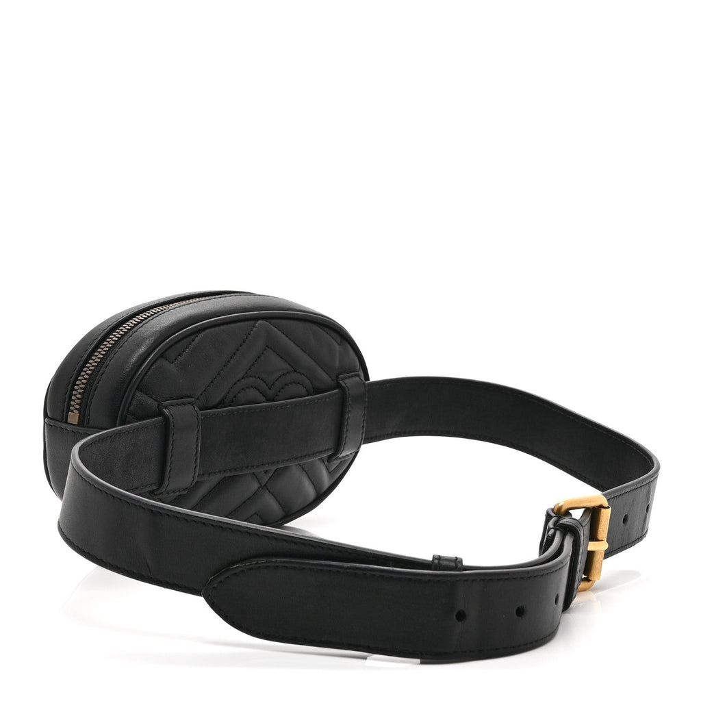 Gucci Calfskin Matelasse GG Marmont Belt Bag 85 34 Black