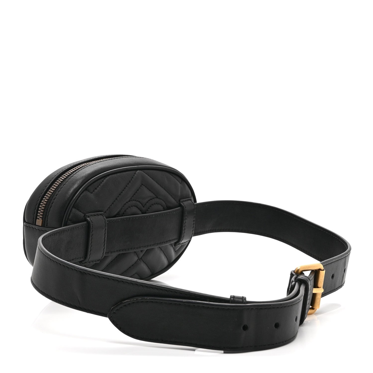 Gucci Calfskin Matelasse GG Marmont Belt Bag 85 34 Black