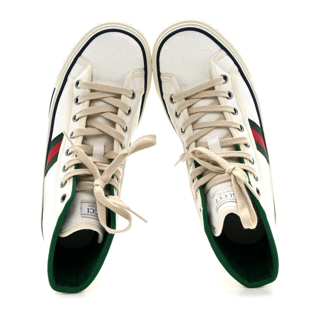 Gucci Monogram GG Mignon Web Womens 1977 Tennis High Top Sneakers 37 White