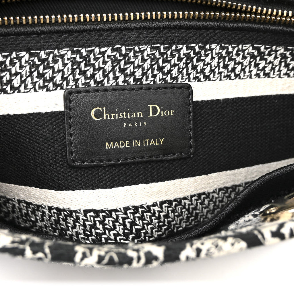 Christian Dior Canvas Embroidered Medium Plan de Paris Lady D-Lite Black White