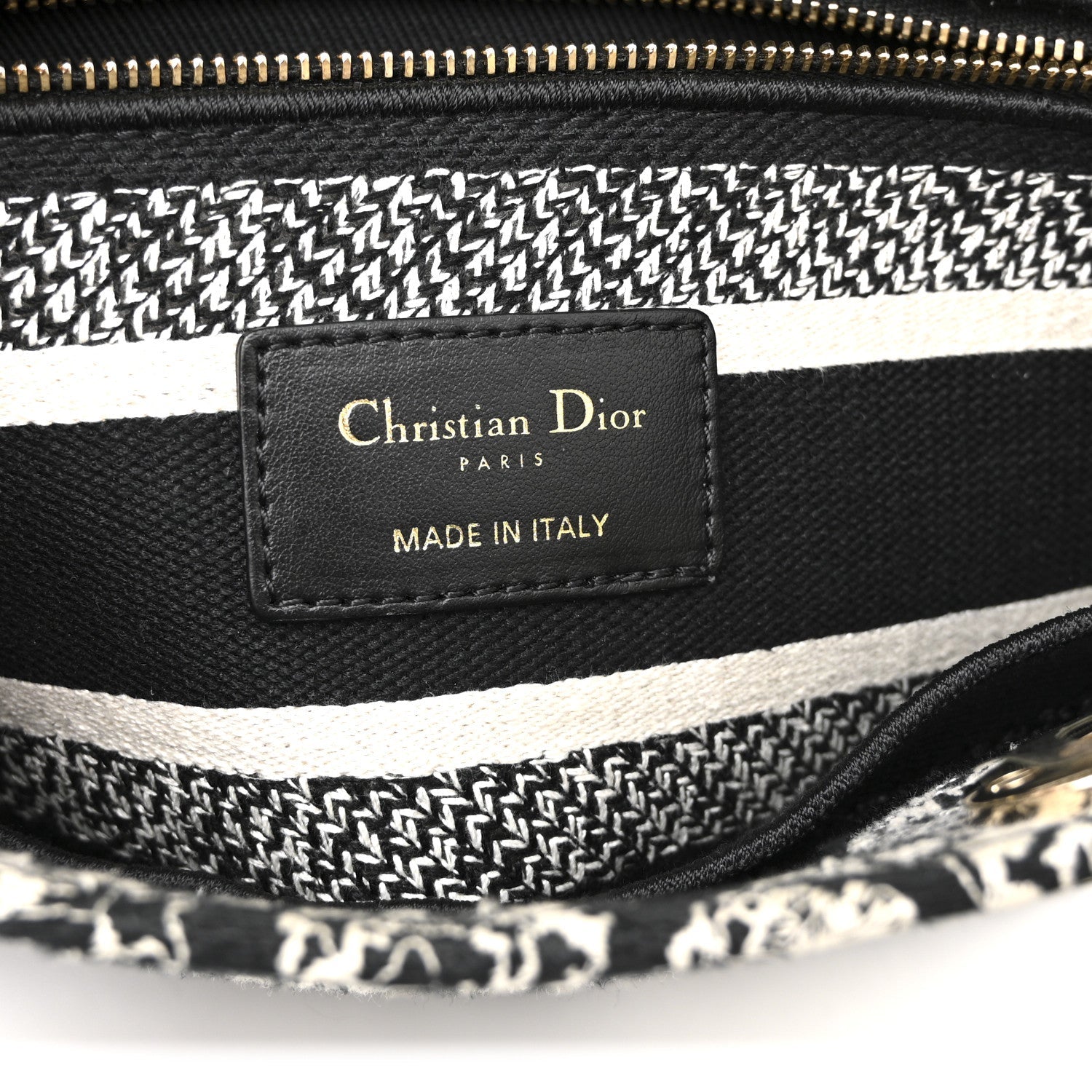 Christian Dior Canvas Embroidered Medium Plan de Paris Lady D-Lite Black White