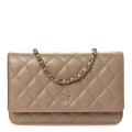 Chanel Caviar Quilted Wallet on Chain WOC Dark Beige