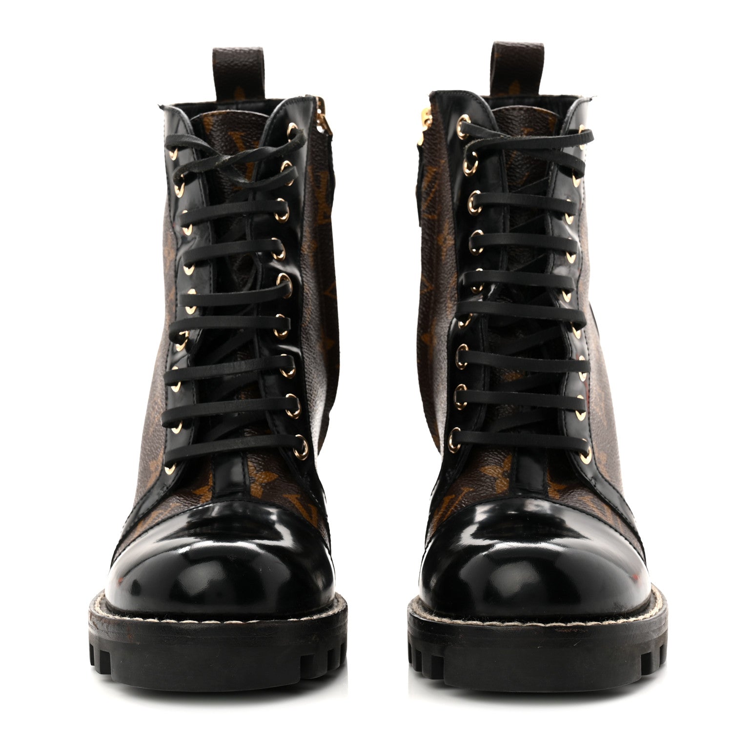 Louis Vuitton Patent Calfskin Monogram Star Trail Ankle Boots 37.5 Black