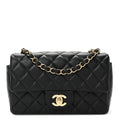 Chanel Lambskin Quilted Mini Rectangular Flap Black