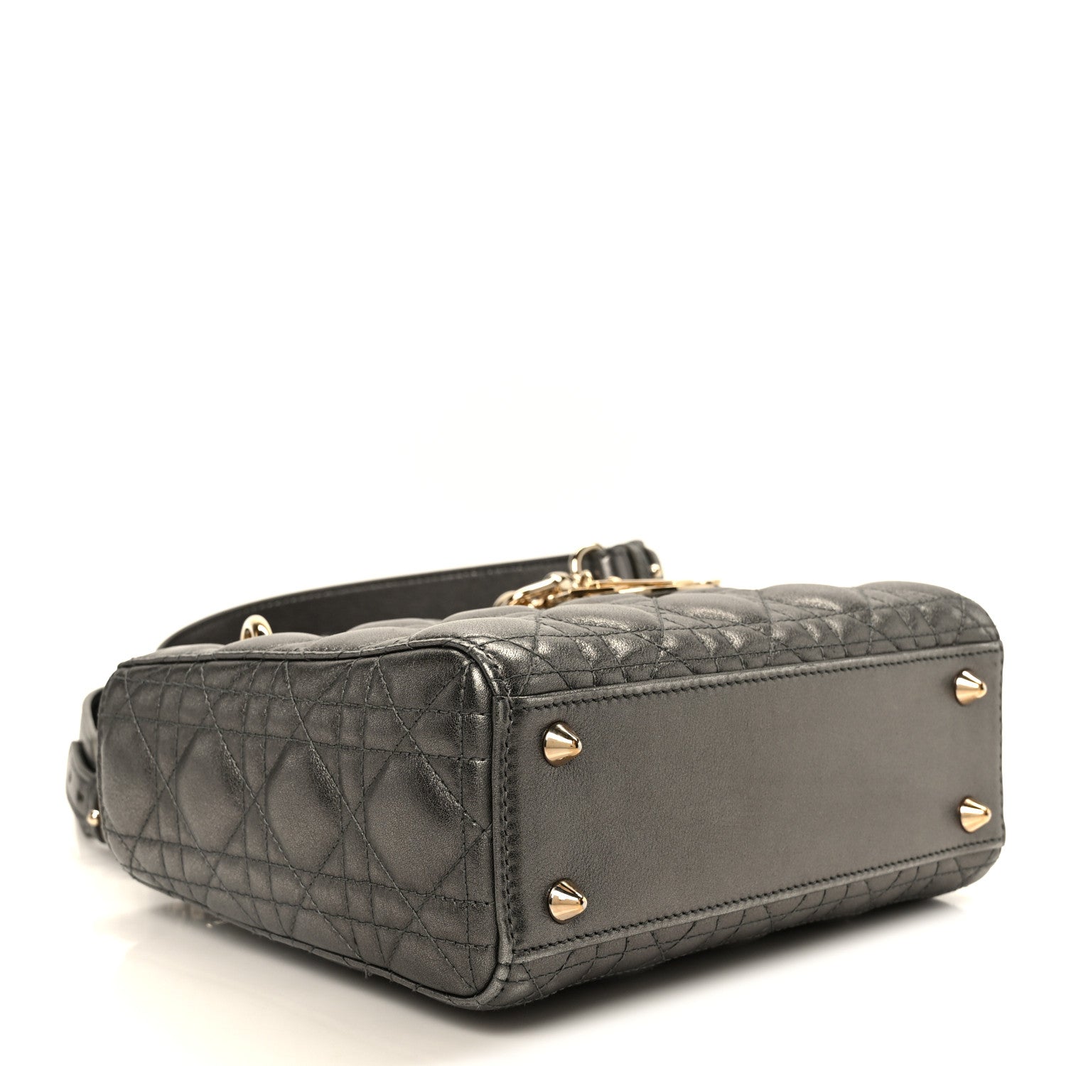 Christian Dior Metallic Lambskin Cannage Small My ABCDior Lady Dior Dark Silver