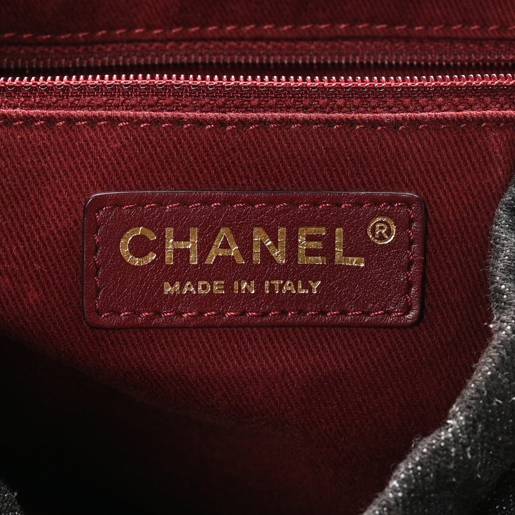 Chanel Denim Calfskin Quilted Backpack Dark Grey Black
