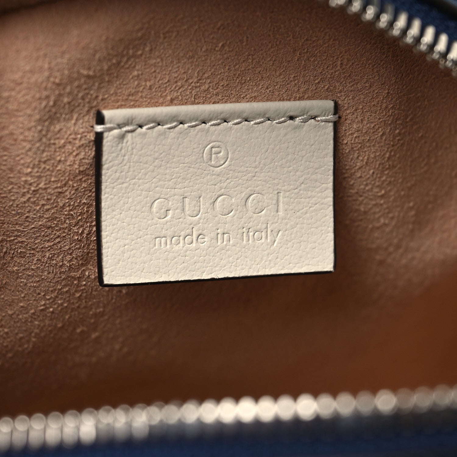 Gucci Azalea Calfskin Matelasse Diagonal Mini Torchon GG Marmont Round Shoulder Bag Blue Agata Mystic White