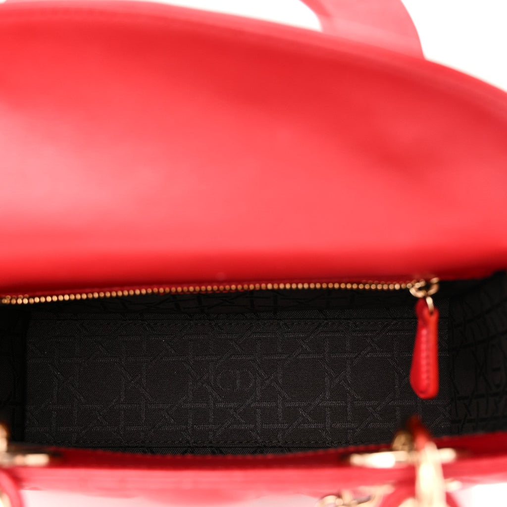 Christian Dior Lambskin Cannage Small Lucky Badges My Lady Dior Red