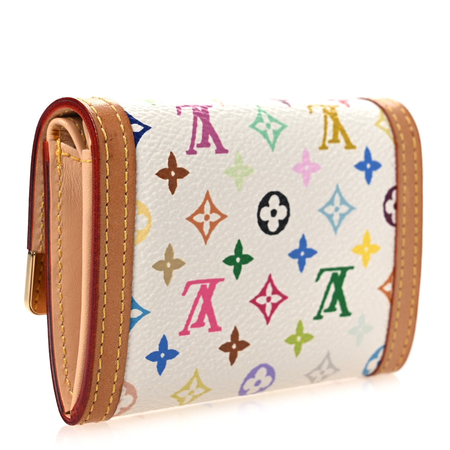 Louis Vuitton Monogram Multicolor Porte-Monnaie Plat Coin Purse White