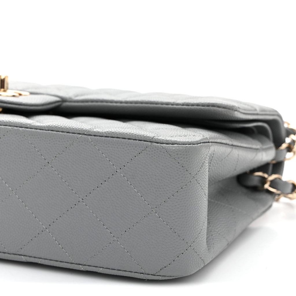 Chanel Caviar Quilted Medium Double Flap Grey