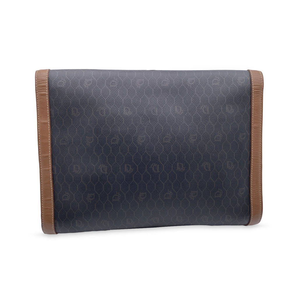 CHRISTIAN DIOR  Grey Logo Canvas Large Clutch Portfolio