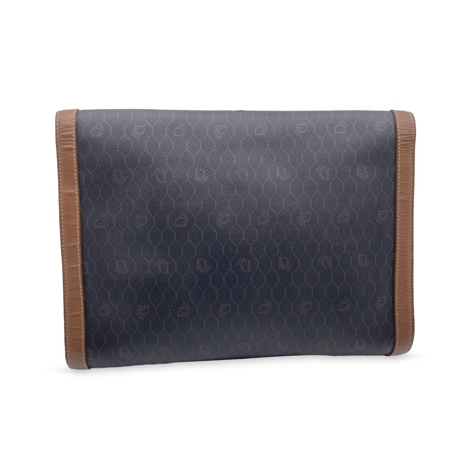 CHRISTIAN DIOR  Grey Logo Canvas Large Clutch Portfolio