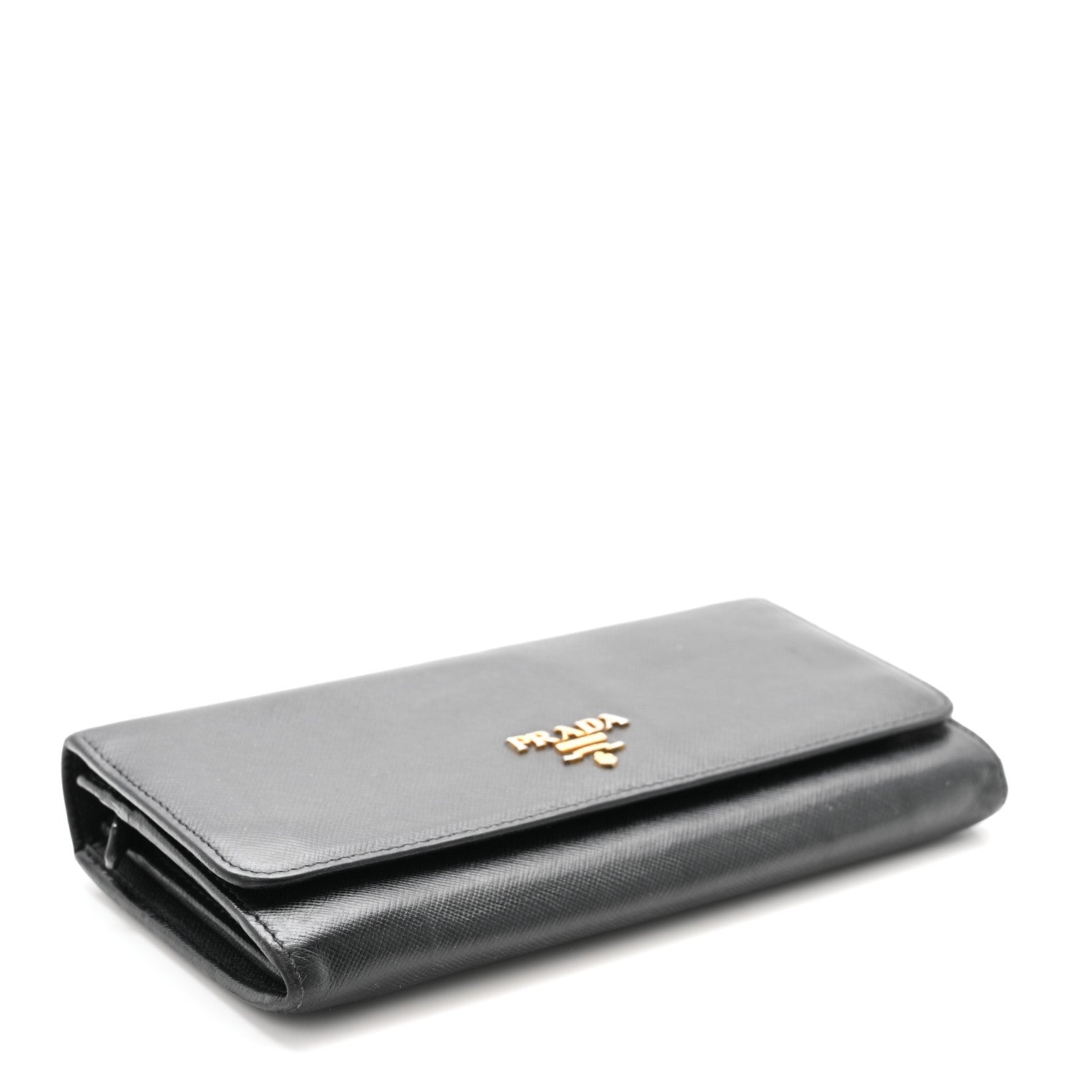 Prada Saffiano Metal Continental Flap Wallet Black