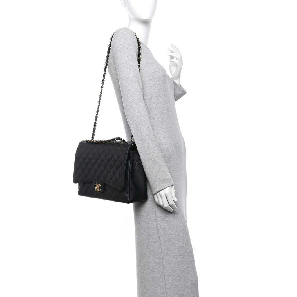 Chanel Caviar Quilted Maxi Double Flap Black
