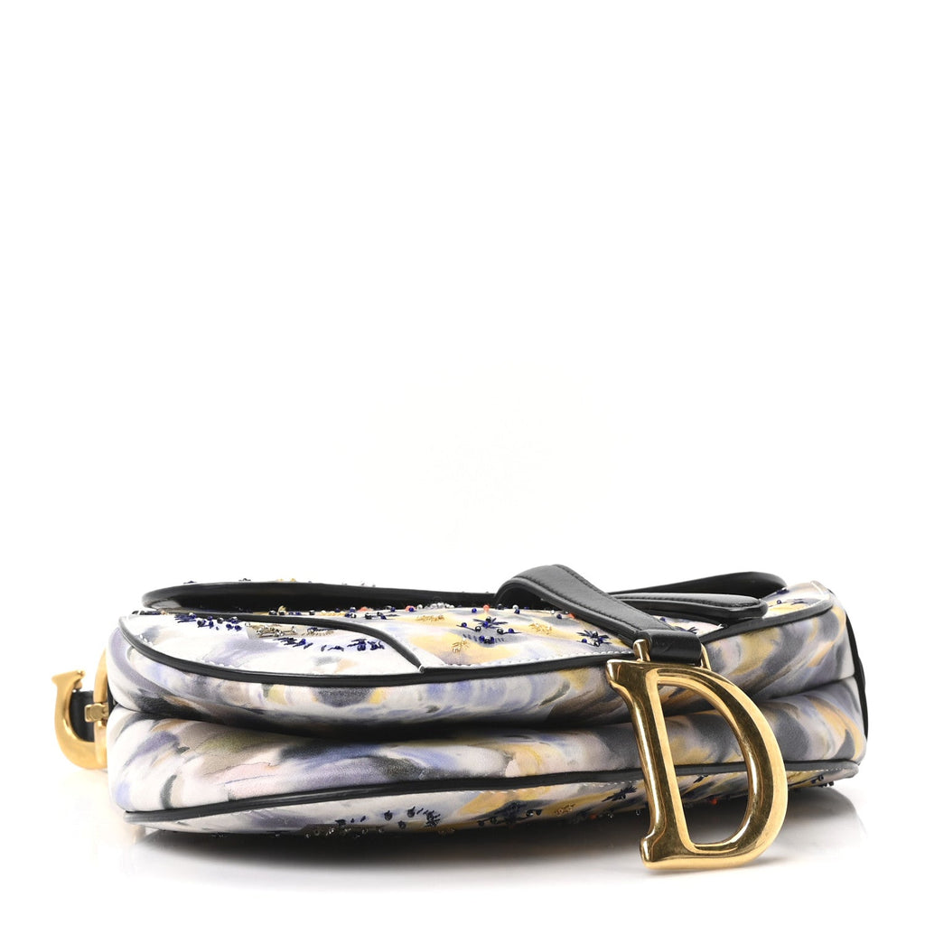 Christian Dior Calfskin Embroidered Kaleidiorscopic Saddle Bag Multicolor