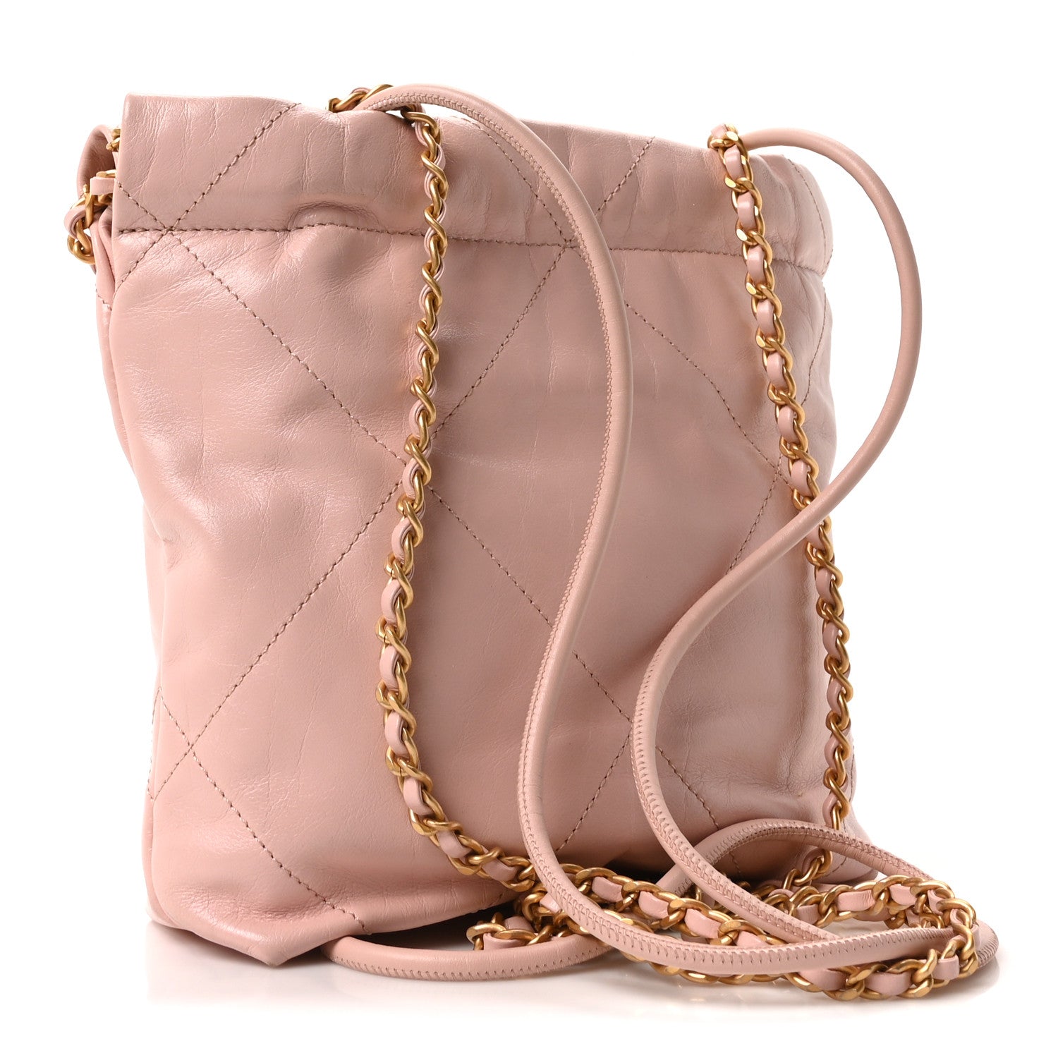Chanel Shiny Calfskin Quilted Mini Chanel 22 Light Pink