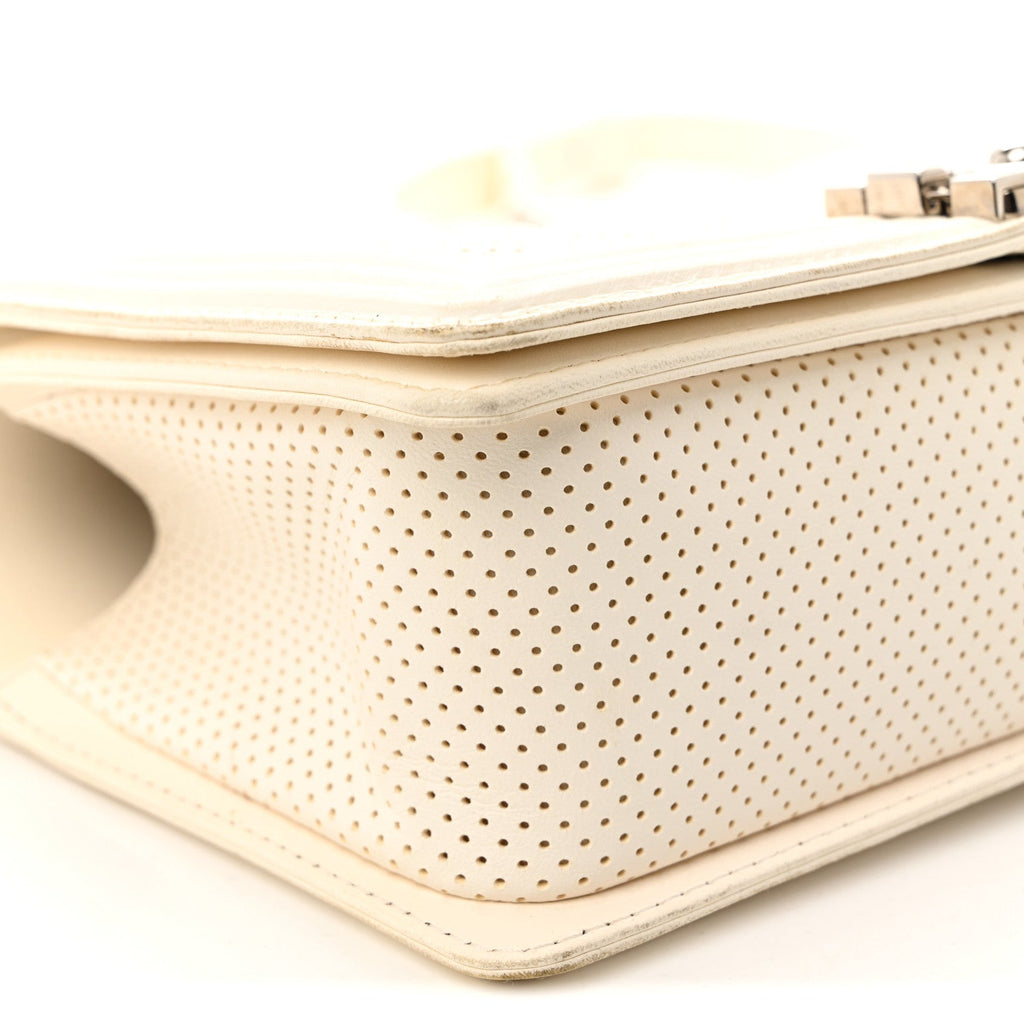Chanel Lambskin Perforated Medium Boy Flap White