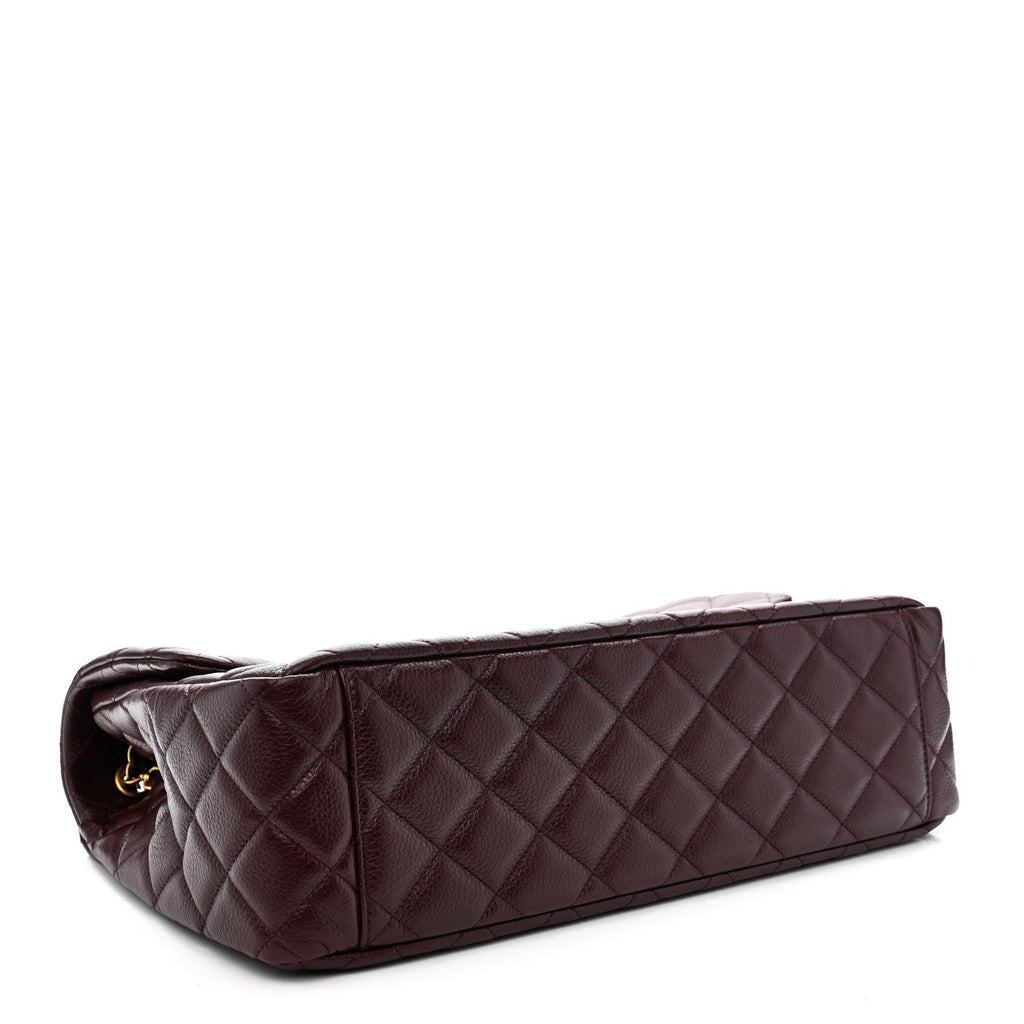 Chanel Grained Calfskin Quilted XXL Travel Flap Bag Burgundy